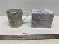 New in Box Romantic Time Marble Coffee Mug