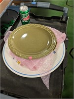 Granada Green Plates, Floral Dish