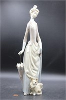 Lladro Porcelain Lady with Dog and Umbrella