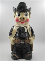 Vintage Cowboy/Sheriff 26" Chalkware Piggy Bank