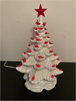 Ceramic Christmas tree with red bird.