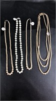 Lot of 4 faux pearl necklaces with sterling clasps