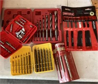 Assorted drill bits and saw blades