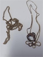 Marked 925 Necklaces and Heart Pendant -8.2g
