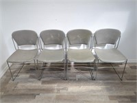 4 Mid century Krueger Perry grey stacking chairs