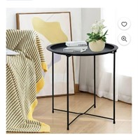Metal Side Table, Foldable, Round,