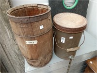 >Drink bucket and nail barrel