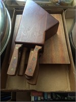 Butcher Block with Knives & Cutting Board