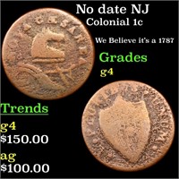 No date NJ Colonial 1c Grades g, good