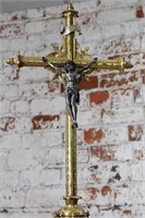 A Fine Processional Cross on staff, silvered