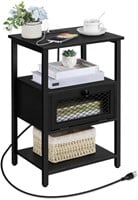BLACK NIGHT STAND WITH CHARGING STATION