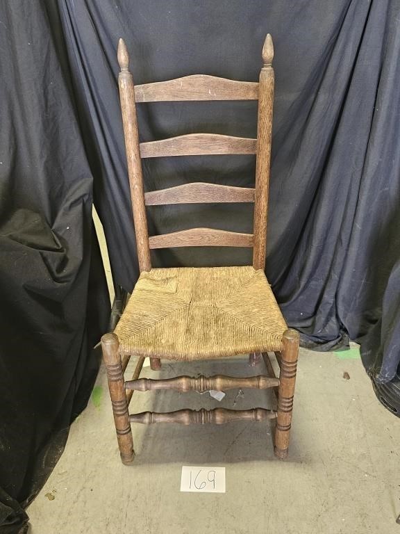 Woven Ladder Back Wooden Chair