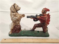 Cast Iron "Indian Shooting Bear Bank"
