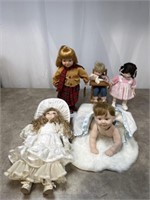 Assortment of porcelain dolls and baby dolls,