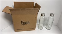 (6) new Epica glass water bottles (20oz)