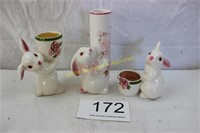 Easter Bunny Ceramic Rabbit Candle Holders (2) - A