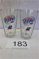 Set of (2) Miller Lite Beer Glasses