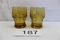 Pair of Anchor Hocking Georgian Amber Heavy Glasse