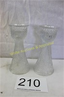 Fostoria Glass Hearts & Diamond Vase / Candle Hold