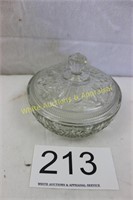 Vintage Avon Clear Cut 6" Round Candy Dish & Lid