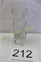 Fostoria Crystal Bud Vase w/Flower Crosshatched Pa