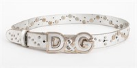 Dolce & Gabbana Monogram Silver-Toned Leather Belt