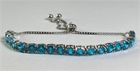 Sterling Blue Topaz Bracelet 8 Grams Adjustable