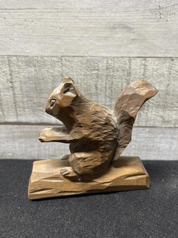 Vintage Hand Carved Squirrel By Quebec 4" Tall