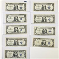 (8) Blue Seal $1 Bills UNCIRCULATED