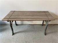 Small Iron & Wood Slat Bench