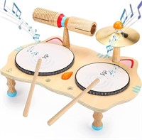 SR1248  Oathx Kids Drum Set Wooden Music Kit