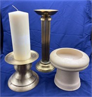 Brass, Brass Plated and Ceramic Candle Holders