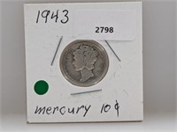 1943 90% Silver Mercury Dime