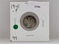 1941 90% Silver Mercury Dime