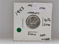 1943 90% Silver Mercury Dime