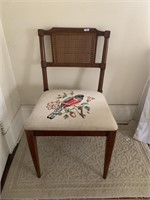 MCM WOVEN BACK NEEDLEPOINT SEAT CHAIR