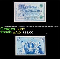 1908 (1918-1922 Reissue) Germany 100 Marks Banknot