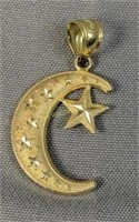 10k Gold Moon With Star Pendant 0.5 Dwt