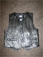 Black Leather Vest-Medium
