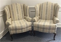 Queen Ann Style wingback chairs 1 and 2x the bid