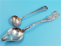 2 sterling silver spoons, including "The Old Man o