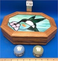 Stain Glass Hummingbird Jewelry Box & Wedgewood