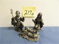 (3) Michael Ricker Pewter Pieces - Josephy, Mary &
