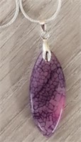 Purple Dragon Veins Agate Gemstone Necklace