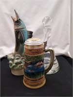 Ducks Unlmited stein Jim Beam Fish decanter