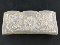 Hand beaded and sequined clutch, vintage about 8.5