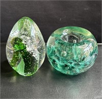 Pair of Murano-style glass paperweights