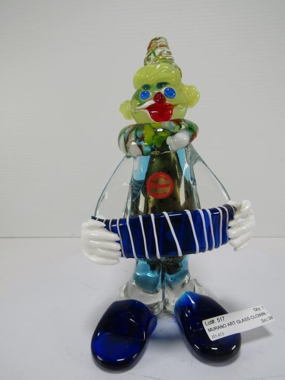 MURANO ART GLASS CLOWN - 7.5" TALL