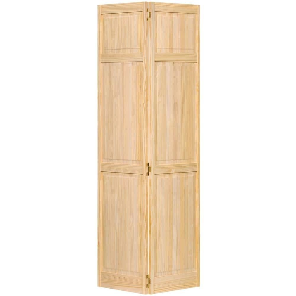 28x80in 6-Panel Unfinished Pine Bi-Fold Door