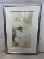 Framed Flower and Hummingbird Print 41 x 29